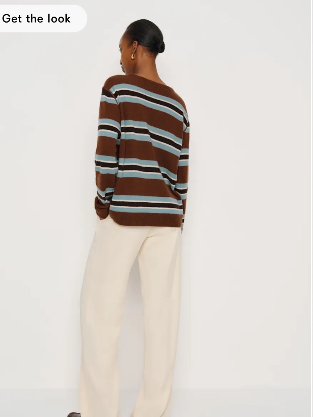 Reformation Cashmere Boyfriend Sweater- Chocolate Cake Multi Stripe - Picture 4 of 6